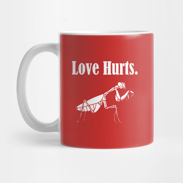 Love Hurts, Funny Praying Mantis Retro Vintage Ringer by Tees Bondano